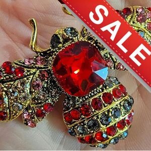 Vibrant #Vintage Bumblebee #Brooch Pin #Rhinestones Open Back Gold Tone